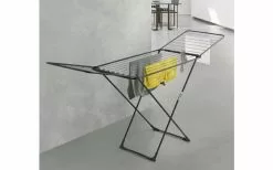 MetalTex Secador De Ropa De Ala Metálica Plegable Negro Mate