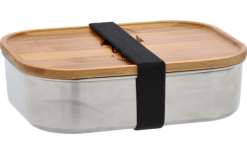 Camplife Tarro De Acero Inoxidable Berger Con Tapa De Bambú Y Banda De Goma 800 Ml