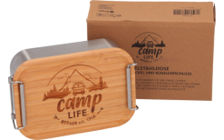 Camplife Tarro De Acero Inoxidable Berger Con Tapa De Bambú Y Colgador 800 Ml